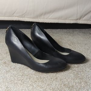 ALDO Black Leather Wedge Heel Pumps 7